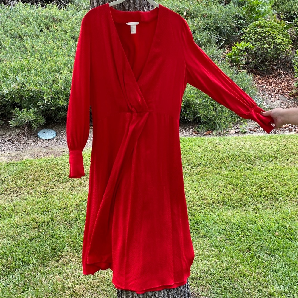 H&M Red Long Sleeve Dress